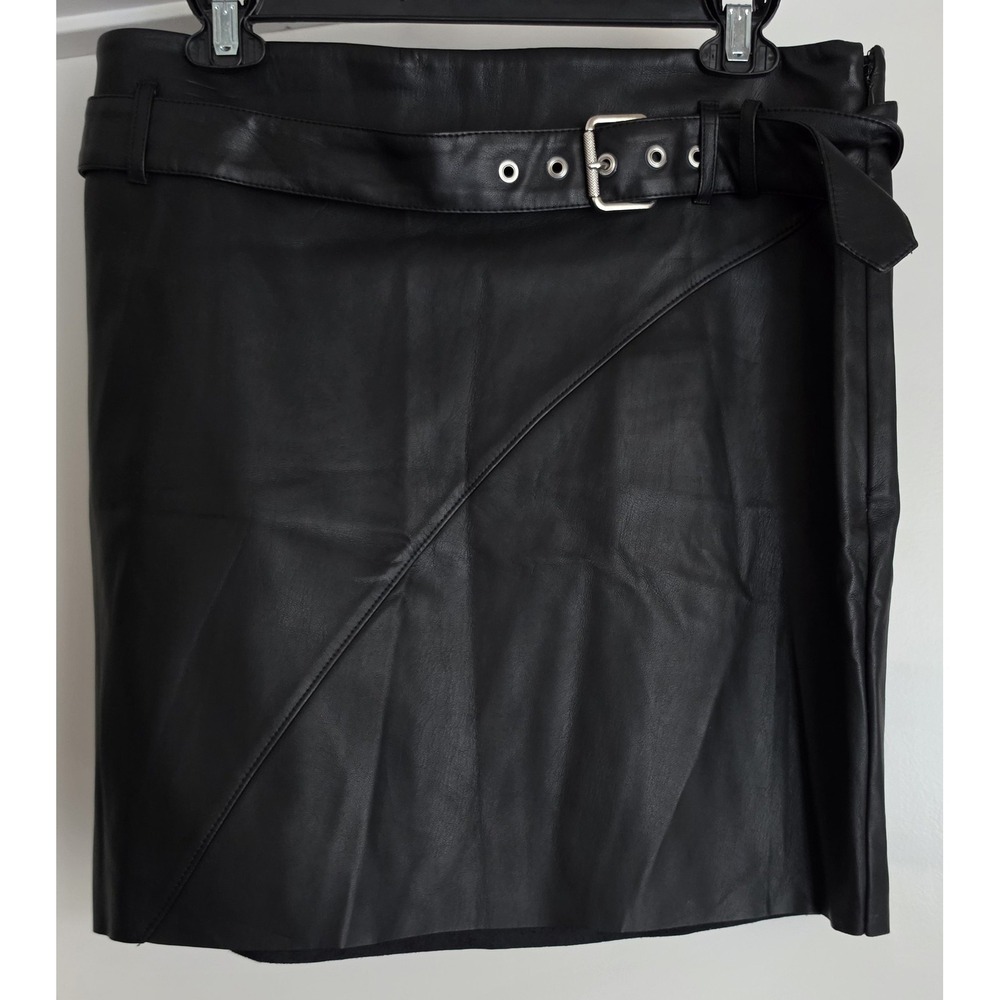 Express Skirt Size 12 Black Solid Mini Women Pencil Straight Wrap Bodycon